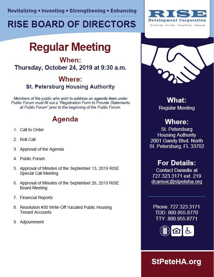 RISE Regular Board of Directors October Meeting