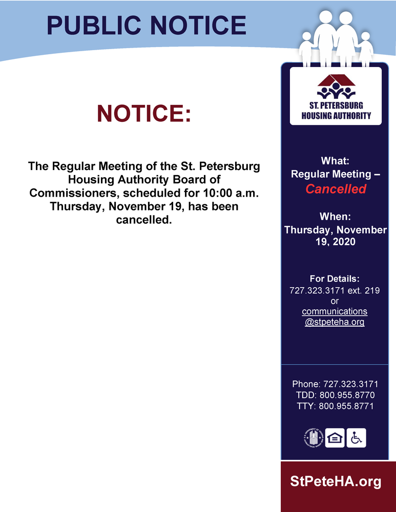SPHA Board Meeting Public Notice - Cancelled