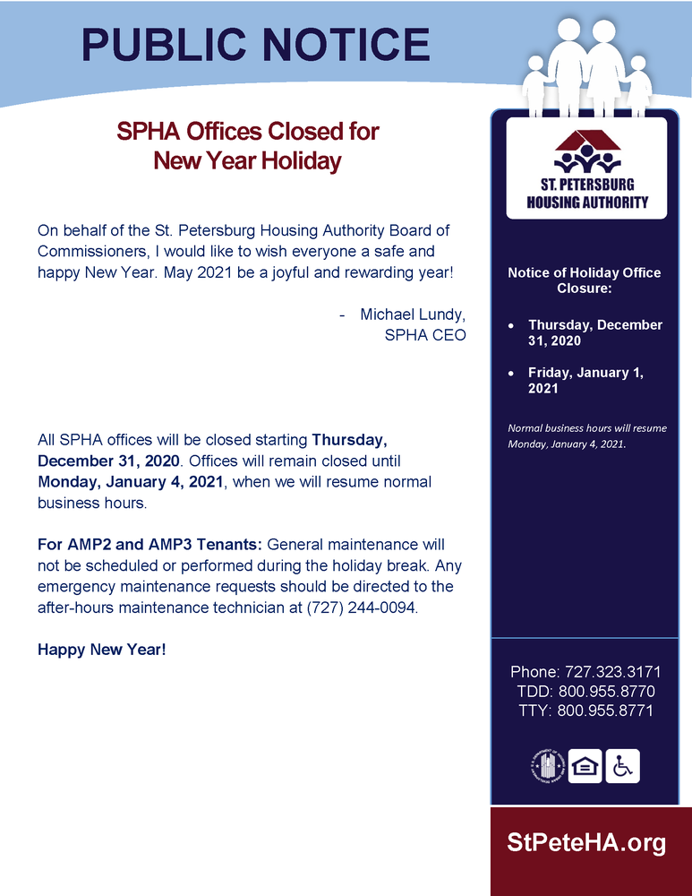 Public Notice New Year office closure
