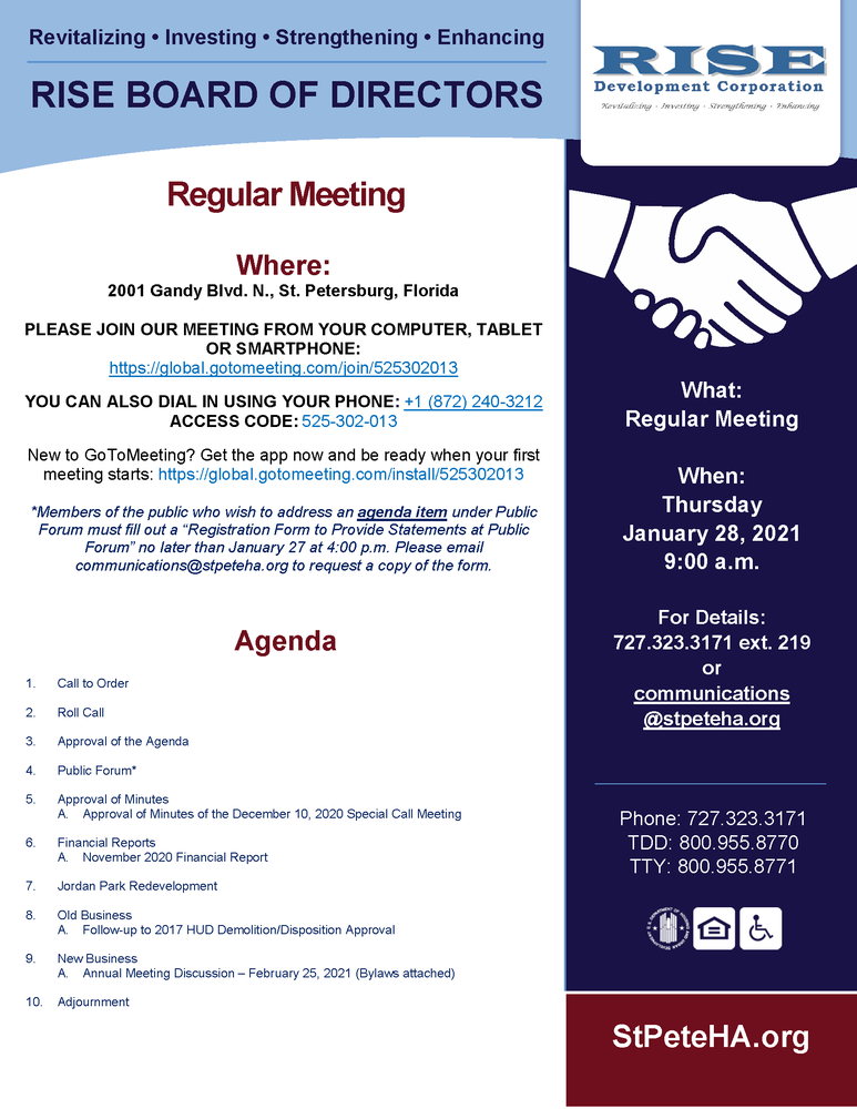 1.28.21 RISE Regular BOD Meeting Public Notice