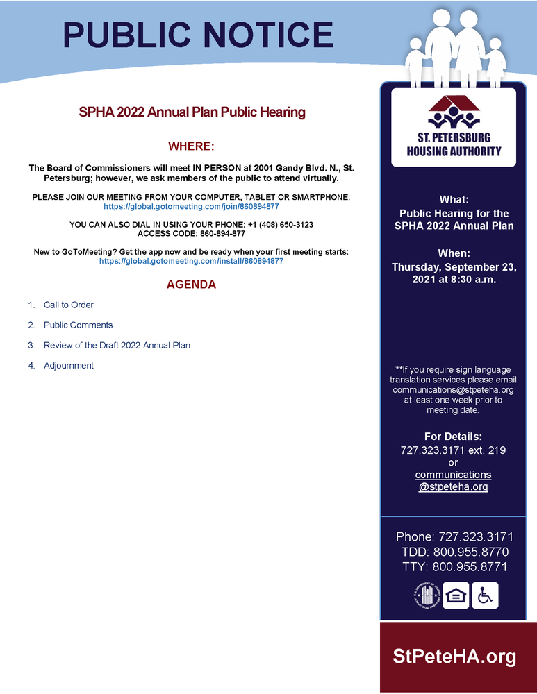 9.23.21 SPHA Annual Plan Plublic Hearing Notice