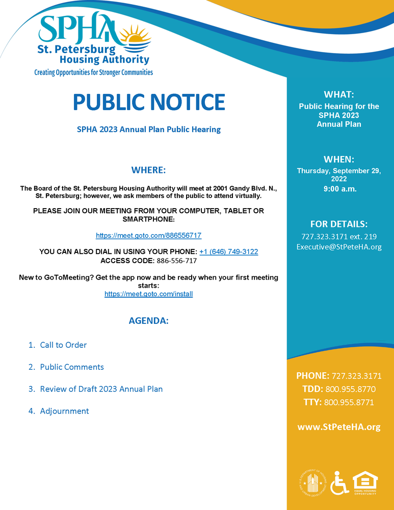 Annual Plan Public Hearing Notice - 2023 information