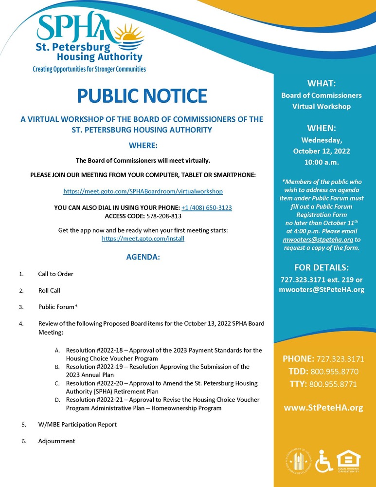 Board Workshop Public Notice