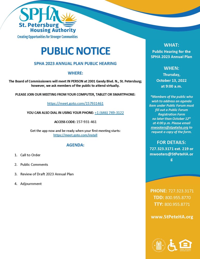 SPHA Public Plan Hearing Notice 10-13-22