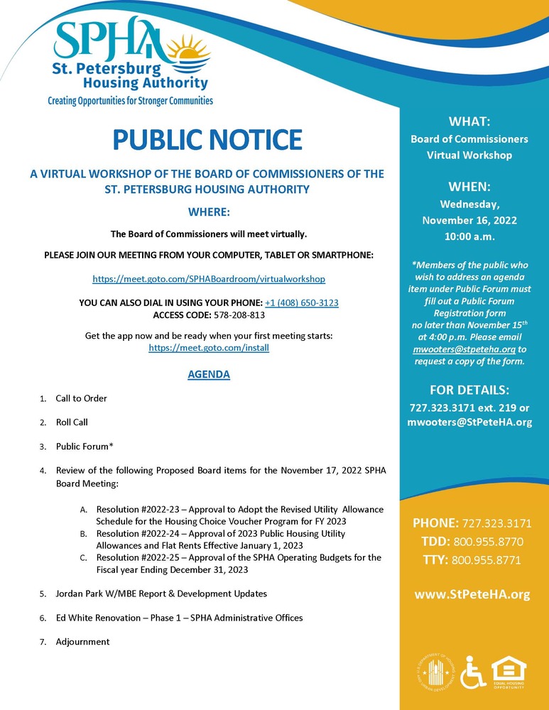 Board Workshop Public Notice