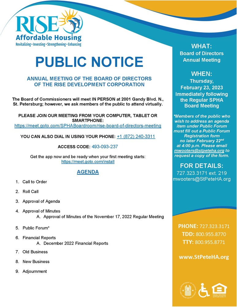 Annual RISE Public Notice Agenda