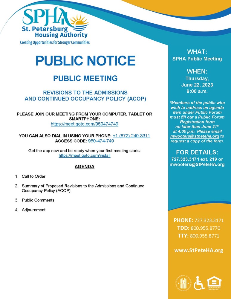 SPHA Public Meeting Notice
