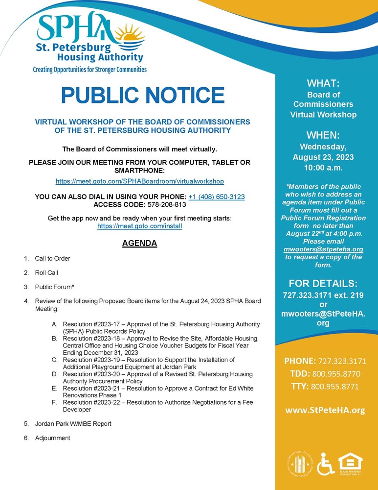 Board Workshop Public Notice