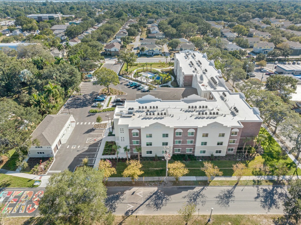 Aerial photo of The Legacy at Jordan Park by Arnold Novak Photography.