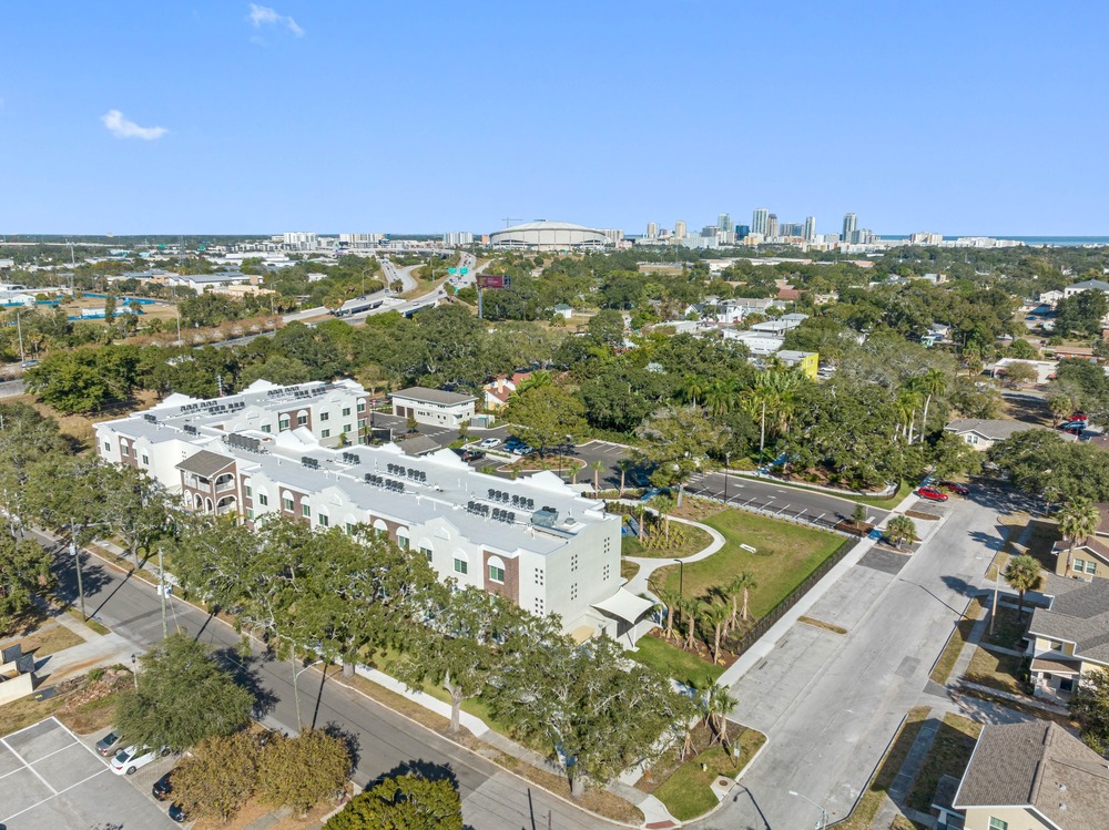 Aerial photo of The Legacy at Jordan Park by Arnold Novak Photography.