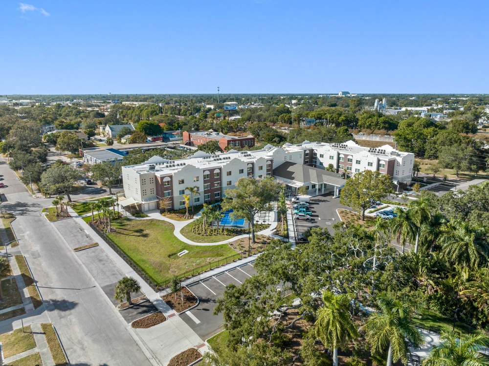 Aerial photo of The Legacy at Jordan Park by Arnold Novak Photography.