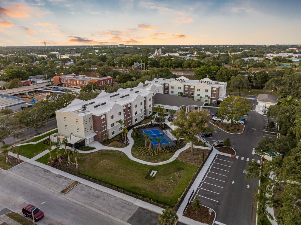 Aerial photo of The Legacy at Jordan Park by Arnold Novak Photography.