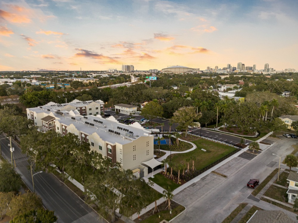 Aerial photo of The Legacy at Jordan Park by Arnold Novak Photography.