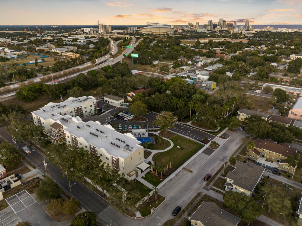 Aerial photo of The Legacy at Jordan Park by Arnold Novak Photography.