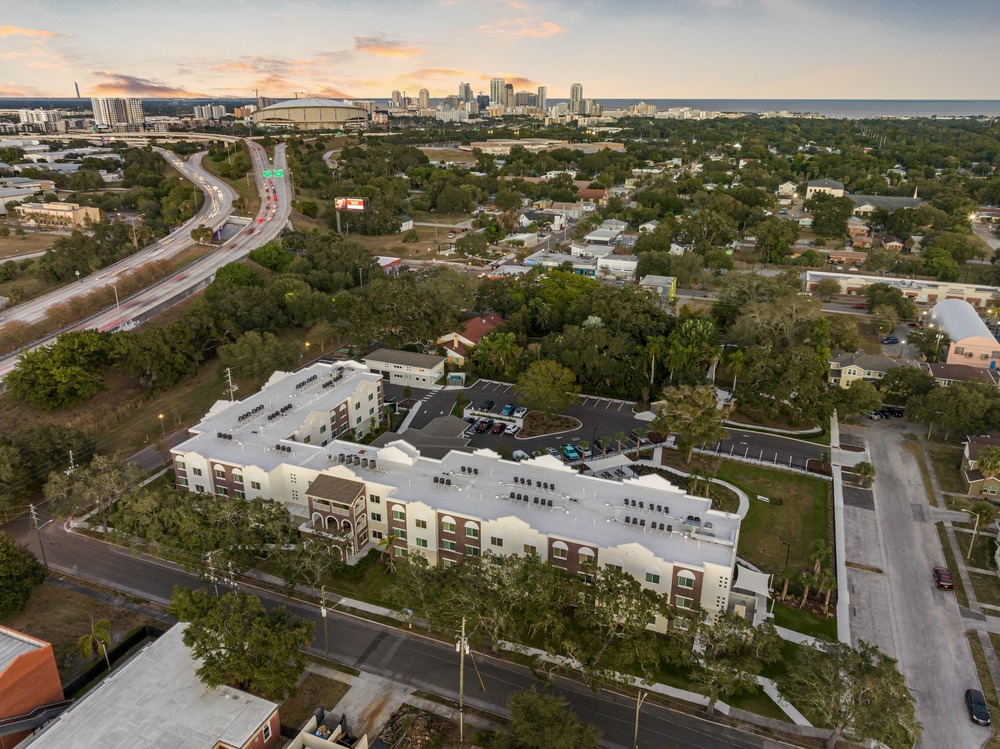 Aerial photo of The Legacy at Jordan Park by Arnold Novak Photography.