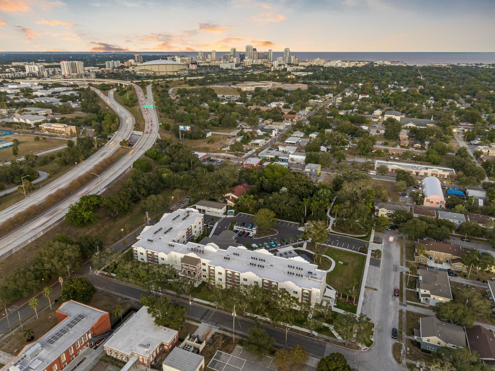 Aerial photo of The Legacy at Jordan Park by Arnold Novak Photography.