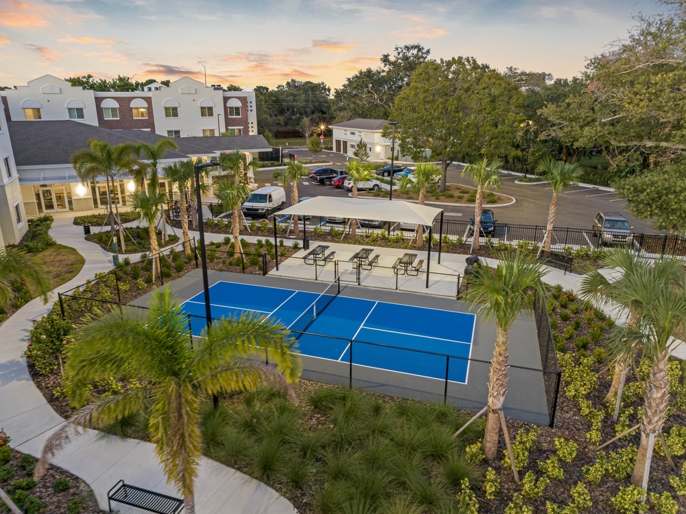 The Legacy at Jordan Park senior midrise building aerial photo by Arnold Novak Photography.