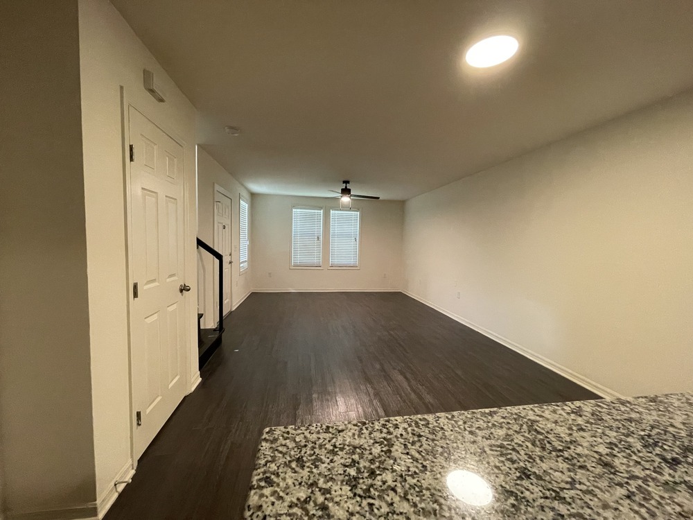 Living room inside a Jordan Park Family Apartment.