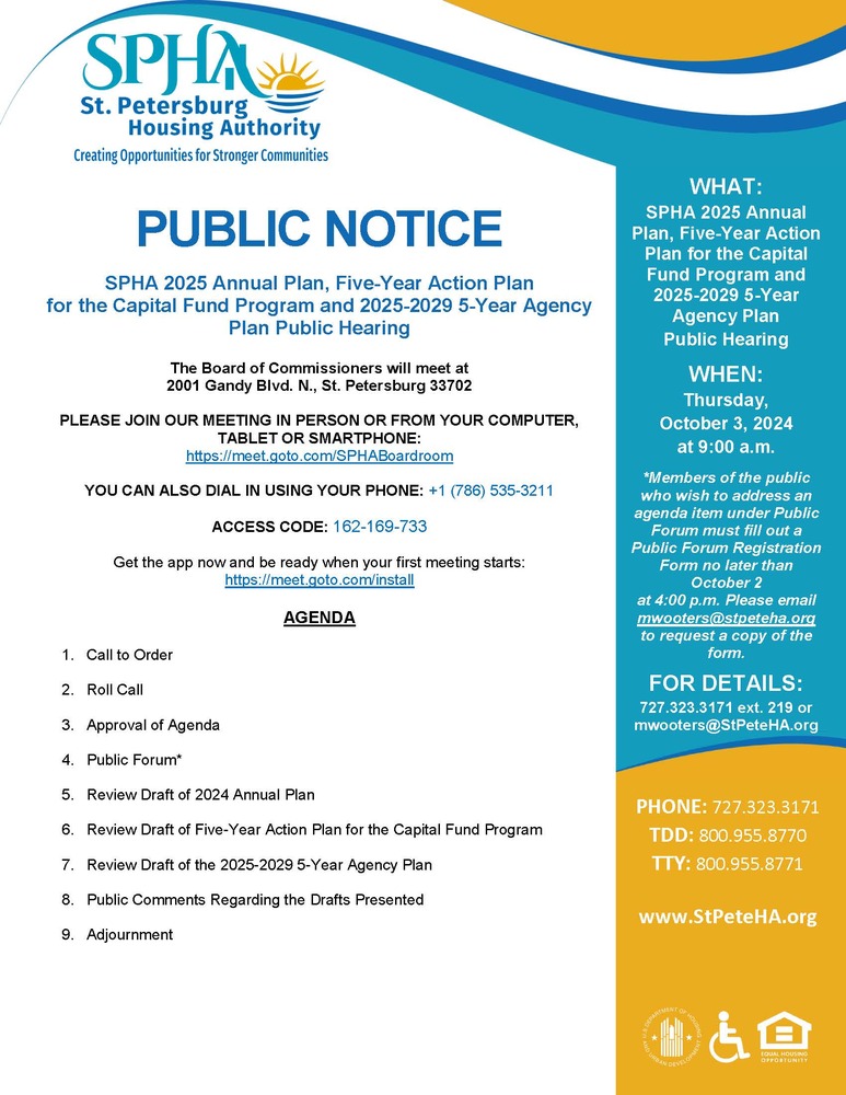 SPHA Public Plan Hearing Public Notice 