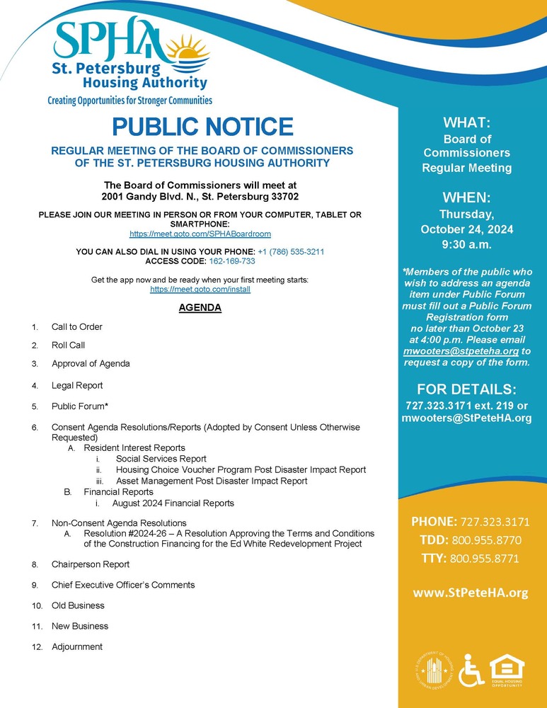 SPHA Board Mtg Public Notice