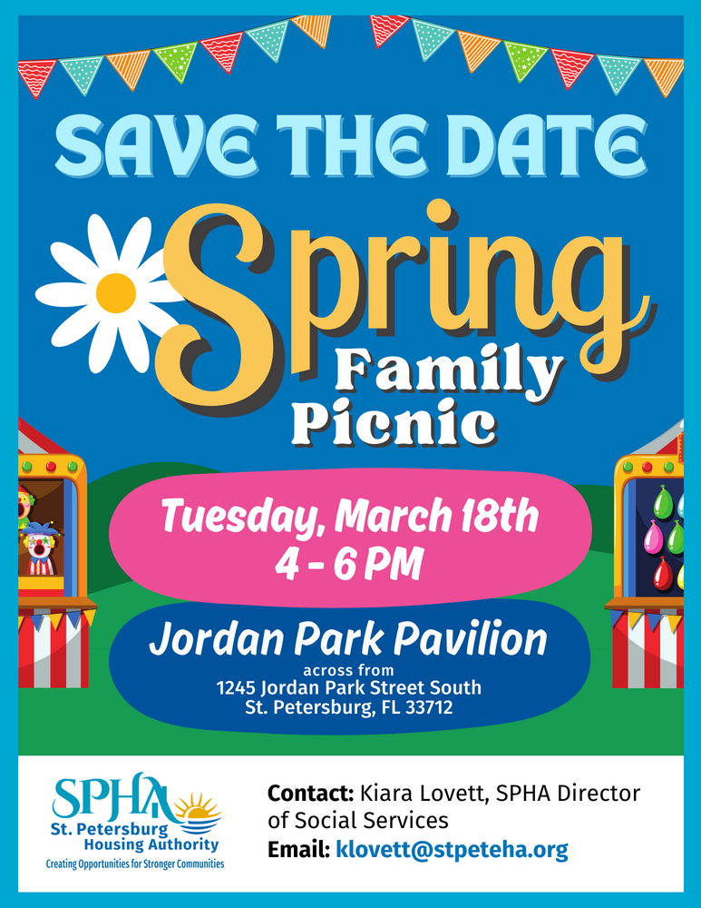 Save the Date - Spring Family Picnic - Jordan Park - March 18, 2025