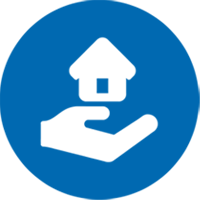 Rental Assistance hand and house.