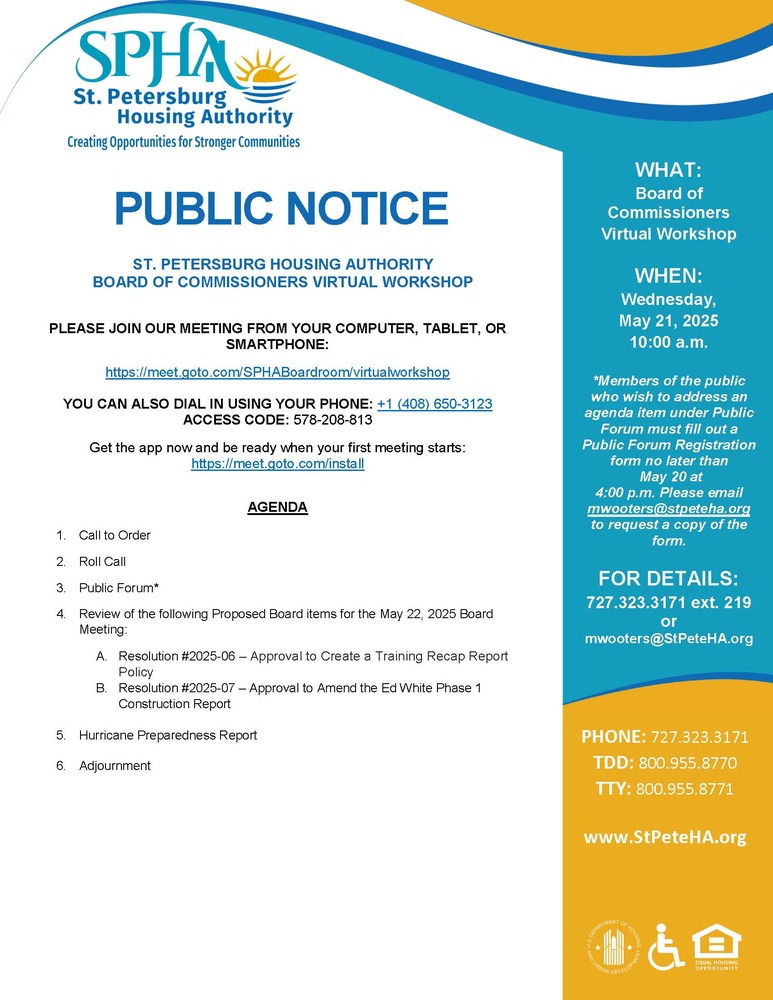 Board Workshop Public Notice flyer