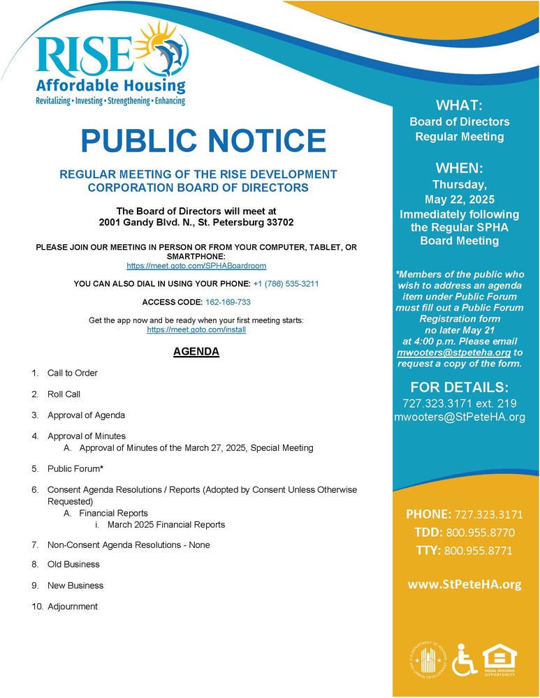 RISE Board Mtg Public Notice