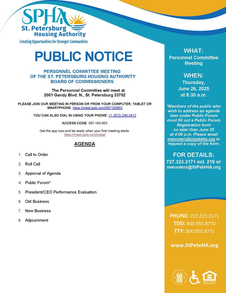 Public Notice flyer for the Personnel Committee Meeting June 26, 2025.