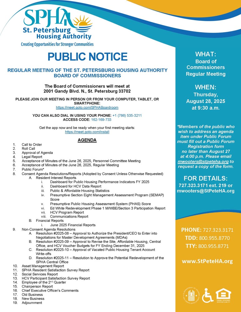 SPHA Board Mtg Public Notice
