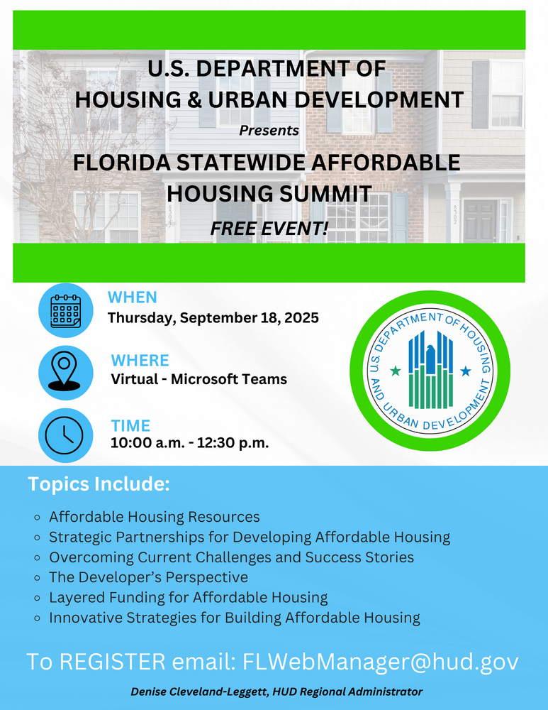 HUD Affordable Housing Summit Flyer.