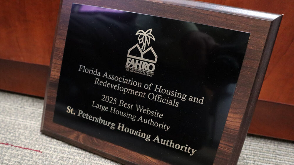 2025 SPHA FAHRO Best Website Award plaque.