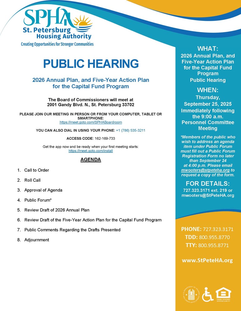 SPHA Annual Plan Public Hearing Public Notice