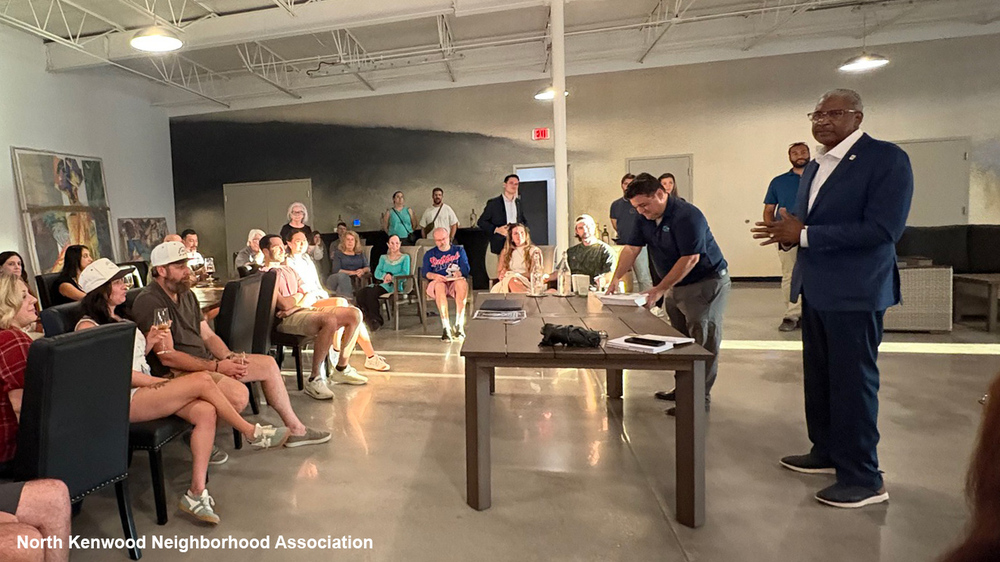 Michael Lundy, President & CEO of the St. Petersburg Housing Authority (SPHA), and Nick Fokianos, Director of Communications for SPHA at the North Kenwood Neighborhood Association meeting.