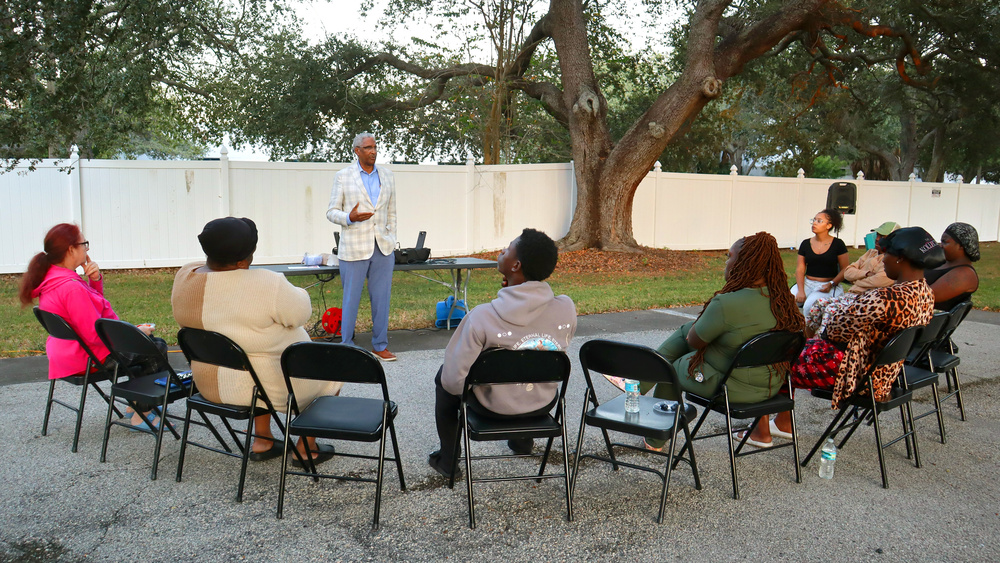 Mr.. Lundy and residents at Clearview Park Apartments.