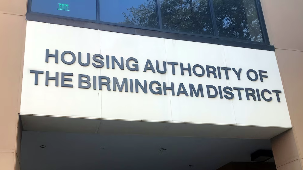 Exterior of the Housing Authority of the Birmingham District (HABD) building.