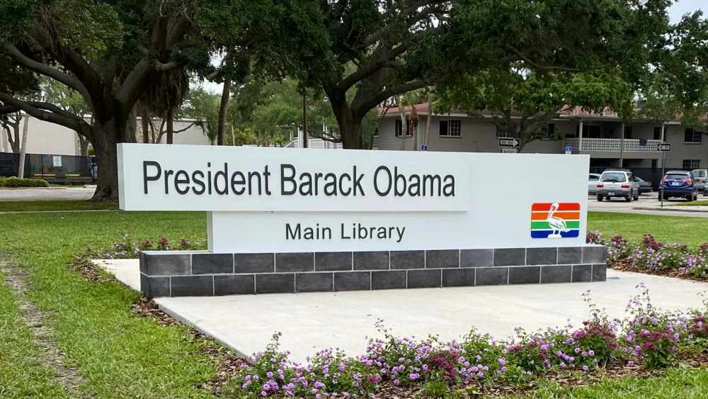 Exterior of the President Barack Obama Main Library in St. Petersburg, Florida.