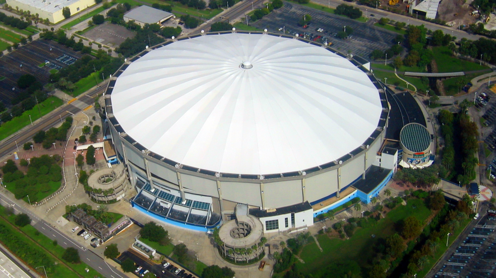 Exterior of Tropicana Field in St. Petersburg, Florida.