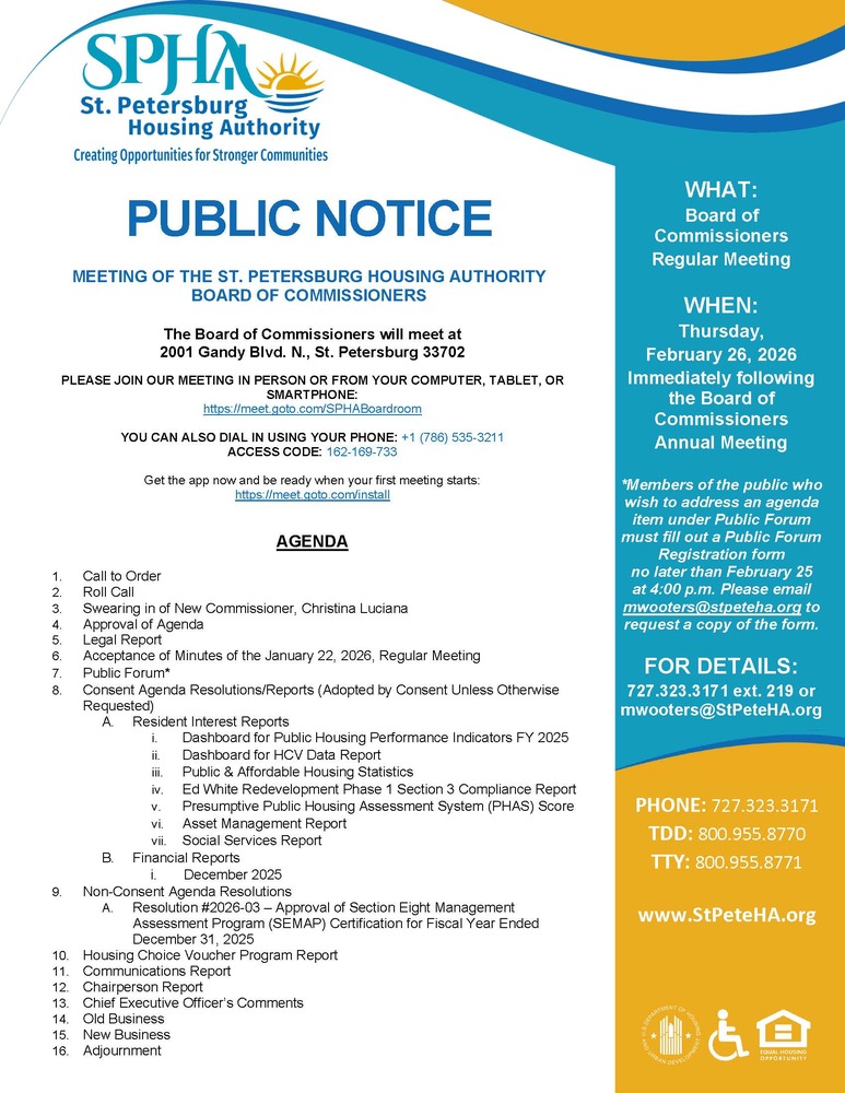 SPHA Board Mtg Public Notice