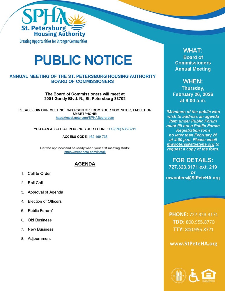 SPHA Annual Meeting Public Notice Flyer.