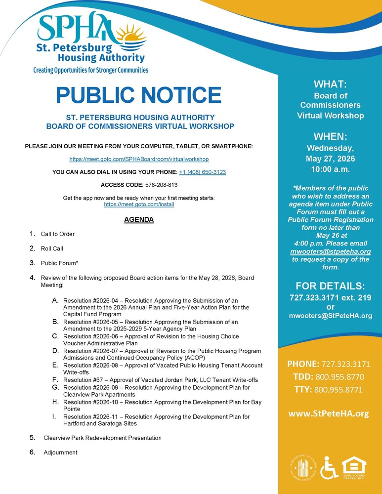 SPHA Board Agenda Flyer