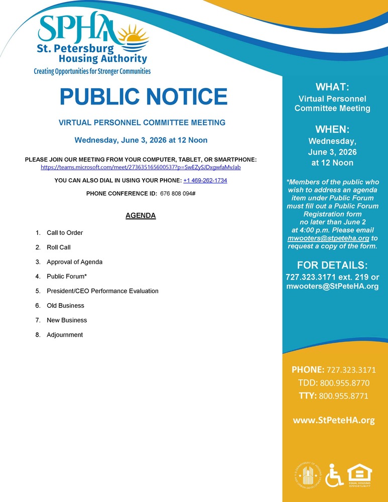 Personnel Committee Meeting Public Notice Flyer