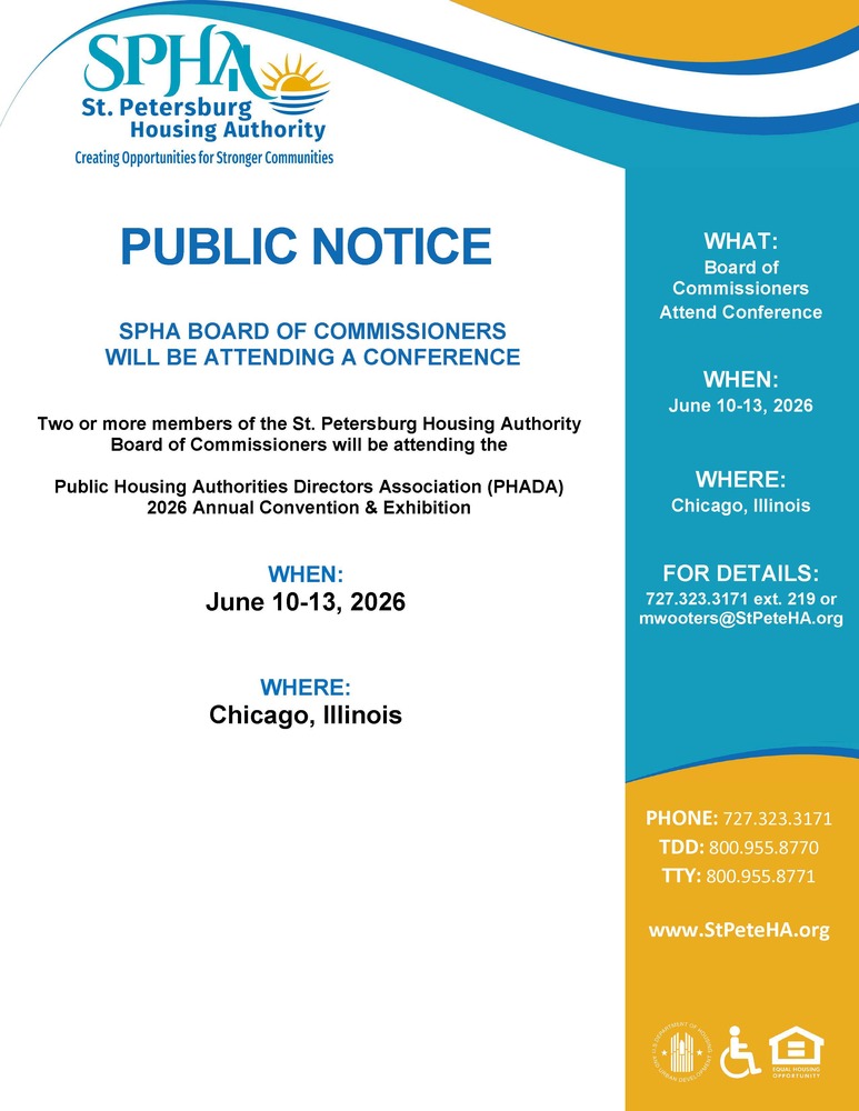 Public Notice - SPHA Board Commissioners Attend Conference Flyer.