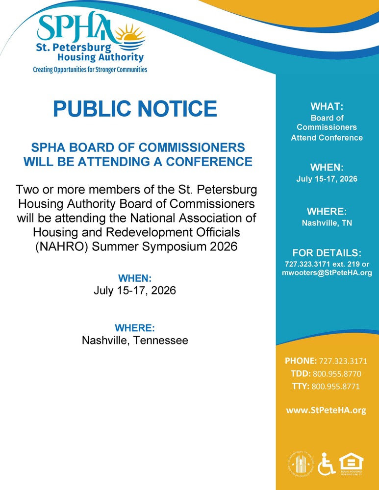 Public Notice - SPHA Board Commissioners Attend Conference Flyer.