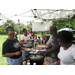 Guests getting food at Family Fun Day in Crescent Lake Park.