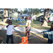 Children playing with bubbles at Very Merry Holiday Party at Jordan Park 2022.