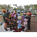 Kids receiving instructions for tree climb with Pathfinder Outdoor Education.