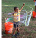 One child playing with bubbles.