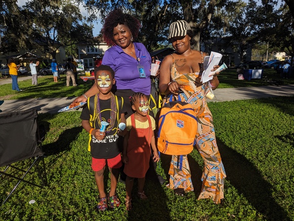 Family at Jordan Park Back to School Event 2023.