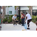 Residents and SPHA team dancing outside during SPHA Winter Wonderland event on March 14th.